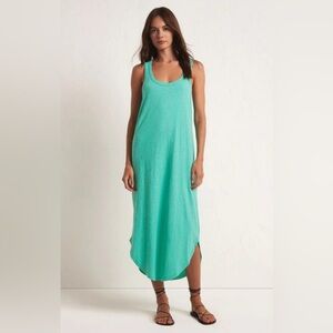 Z Supply NWT Easy Going Cotton Slub Midi Dress Cabana Green Size Large